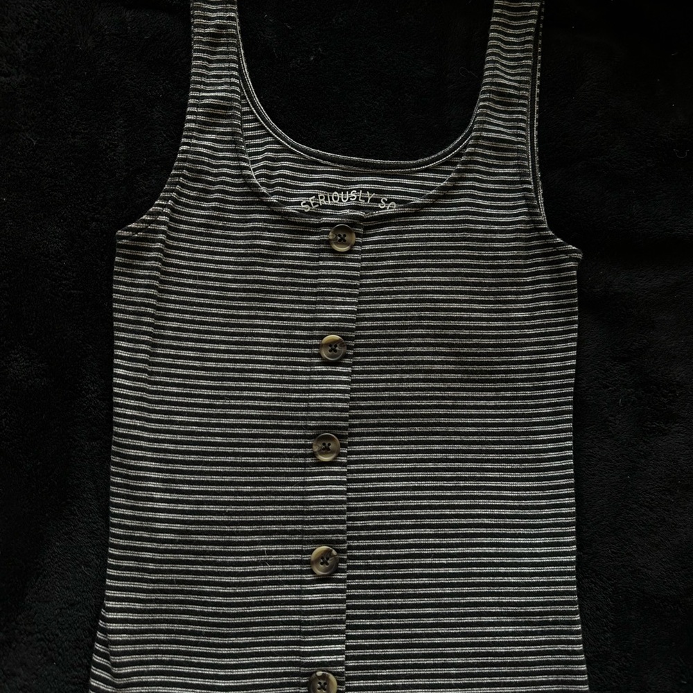 Seriously So Black and Gray Striped Tank Top